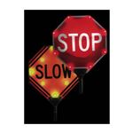 Two-Sided Illuminated Paddle Signs  Stop/Stop 18" Dia.
